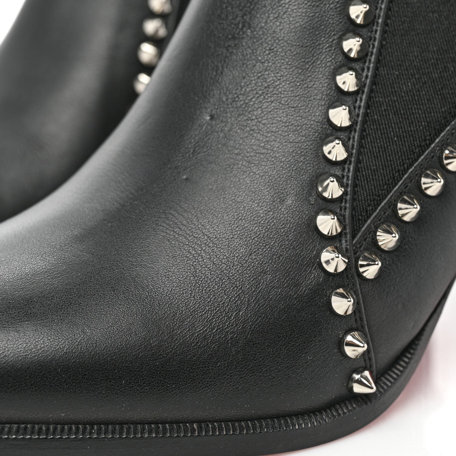 Christian Louboutin Calfskin Spikes Chelsea Outline Boots 37.5 Black 8 of 9