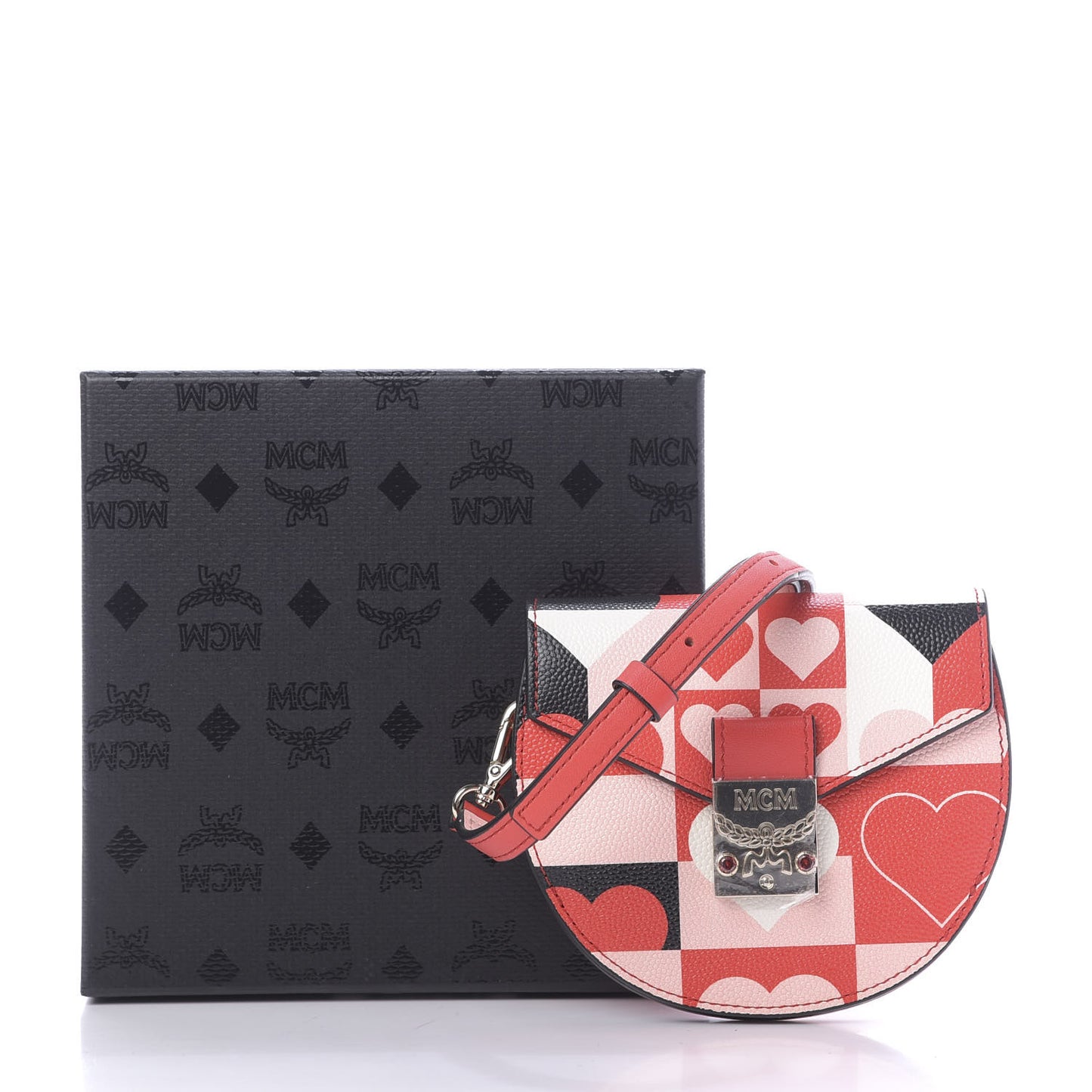 Calfskin Cubic Valentine Crossbody Wallet Multicolor