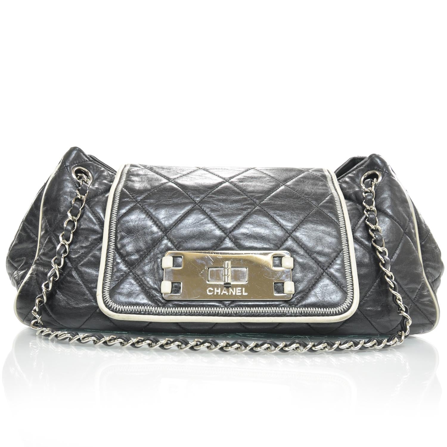 Chanel Lambskin Quilted East West Accordion Flap Black 1 of 9