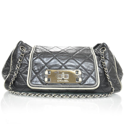 Chanel Lambskin Quilted East West Accordion Flap Black 1 of 9