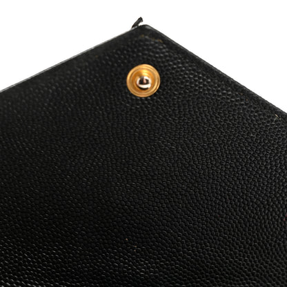 Saint Laurent Grain De Poudre Matelasse Chevron Monogram Flap Wallet Black 9 of 13