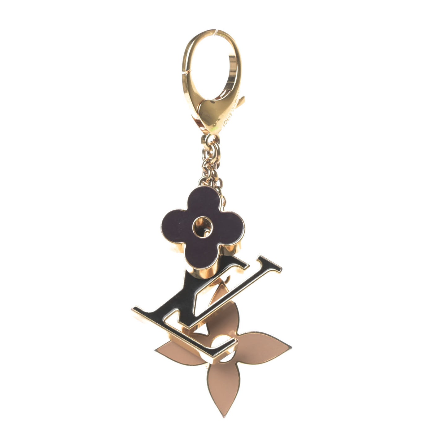 Fleur De Monogram Bag Charm Dore
