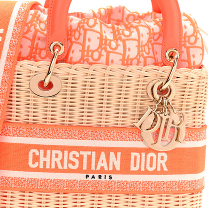 Christian Dior Wicker Oblique Medium Lady Dior Bag Fluorescent Orange 8 of 10