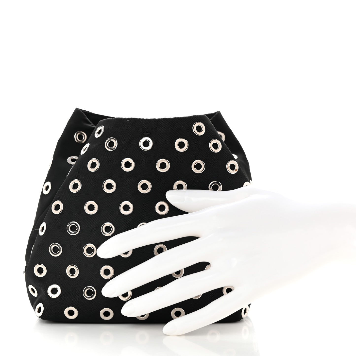 Tessuto Nylon Grommets Clutch Black
