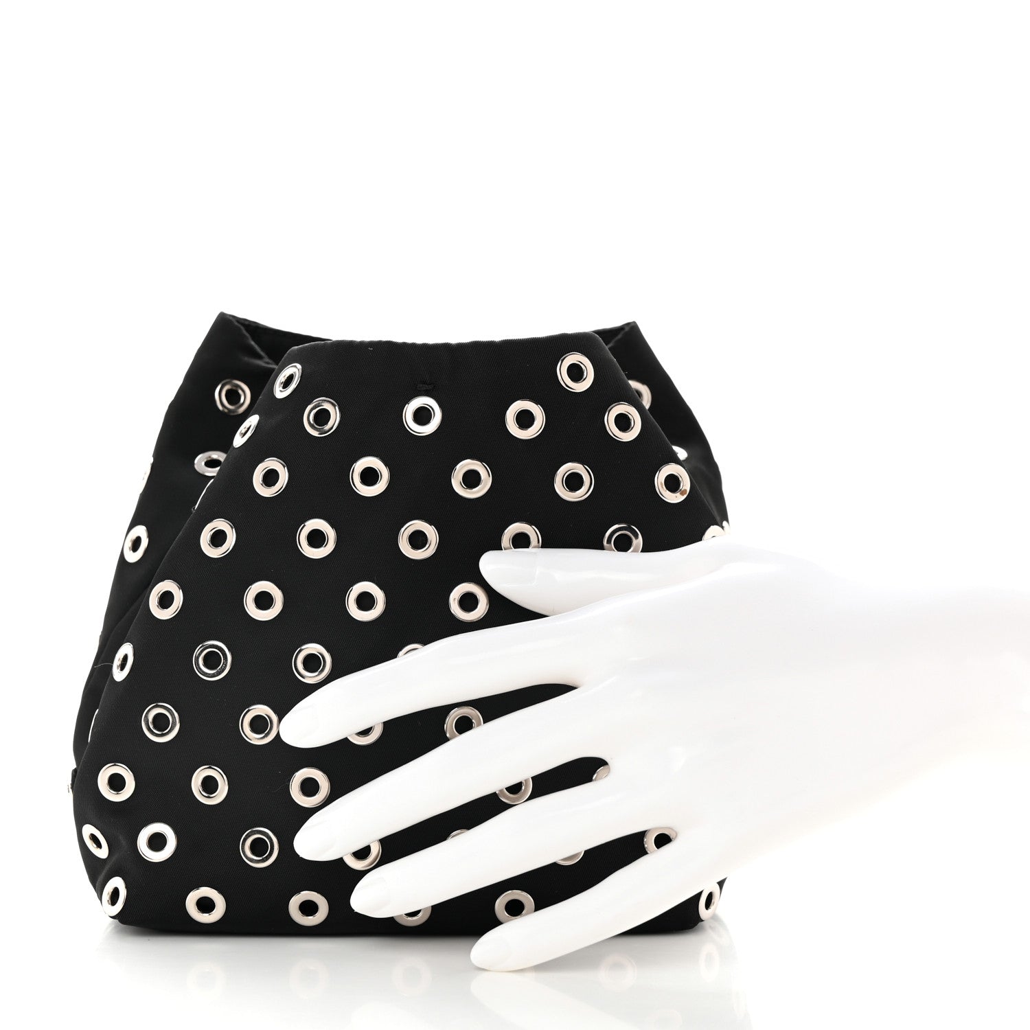 Prada Tessuto Nylon Grommets Clutch Black 2 of 7