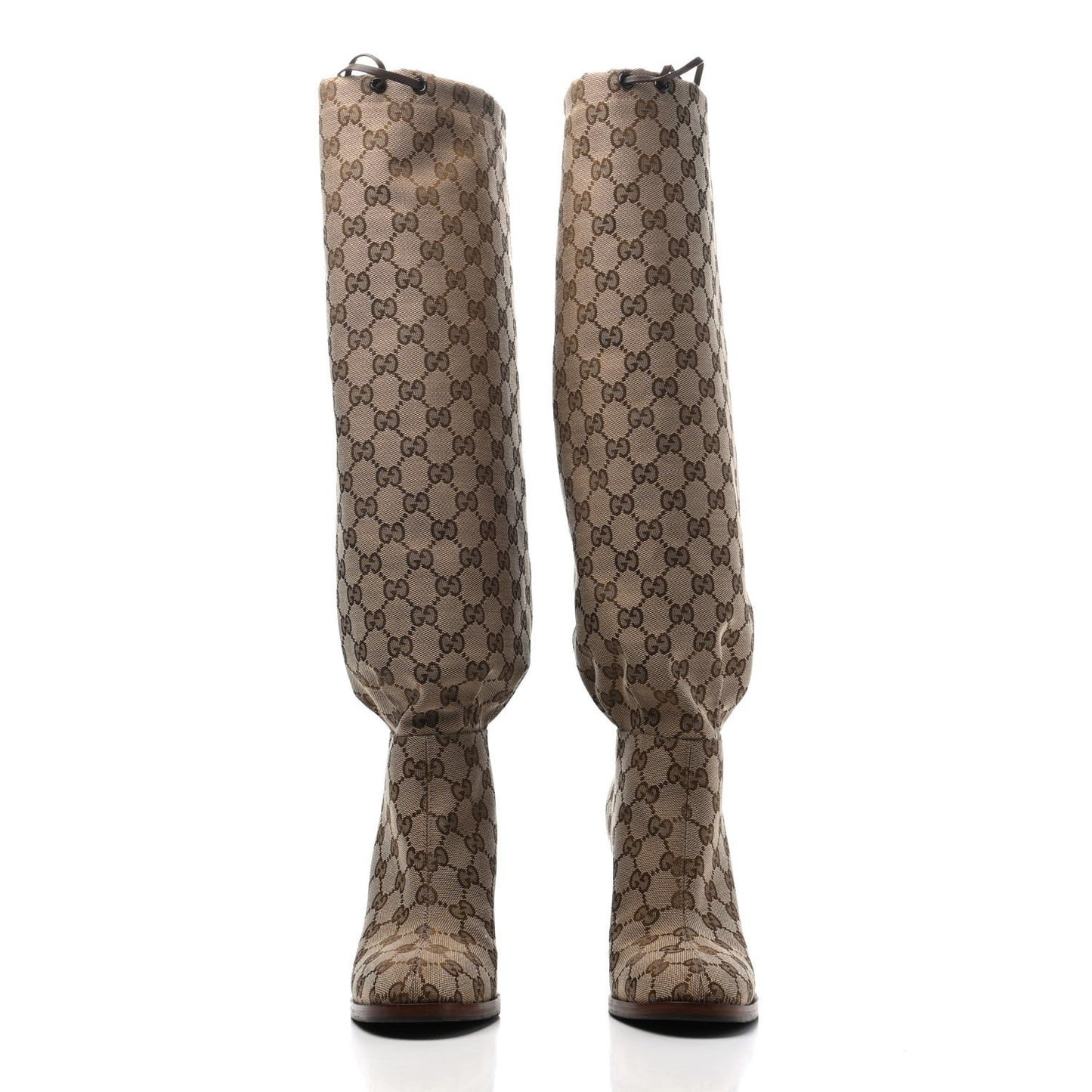 Monogram Over the Knee Boots 38.5 Beige Ebony