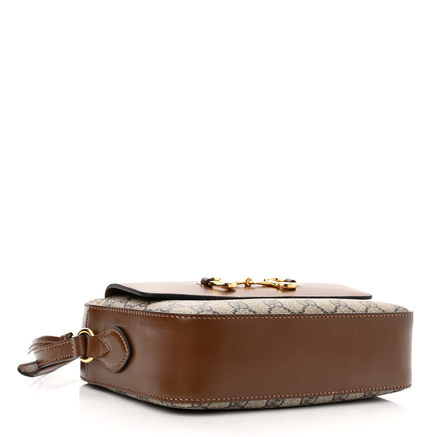 GG Supreme Monogram Small Horsebit 1955 Shoulder Bag Beige Brown Sugar