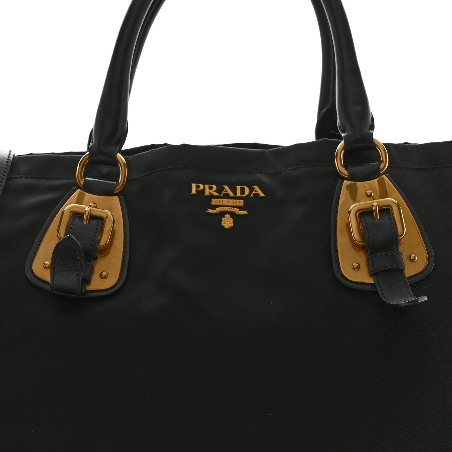 Prada Tessuto Nylon Soft Calfskin Shopping Satchel Black 7 of 9