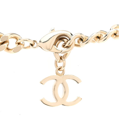 Chanel Enamel Metal Logo Choker Necklace Gold White Black 5 of 6