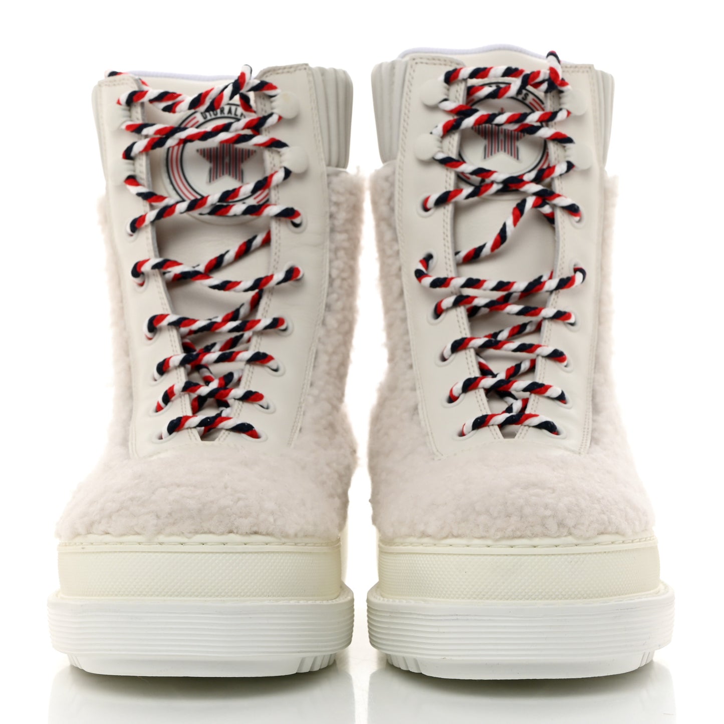 Calfskin Shearling Hike Ankle Boots 37.5 White