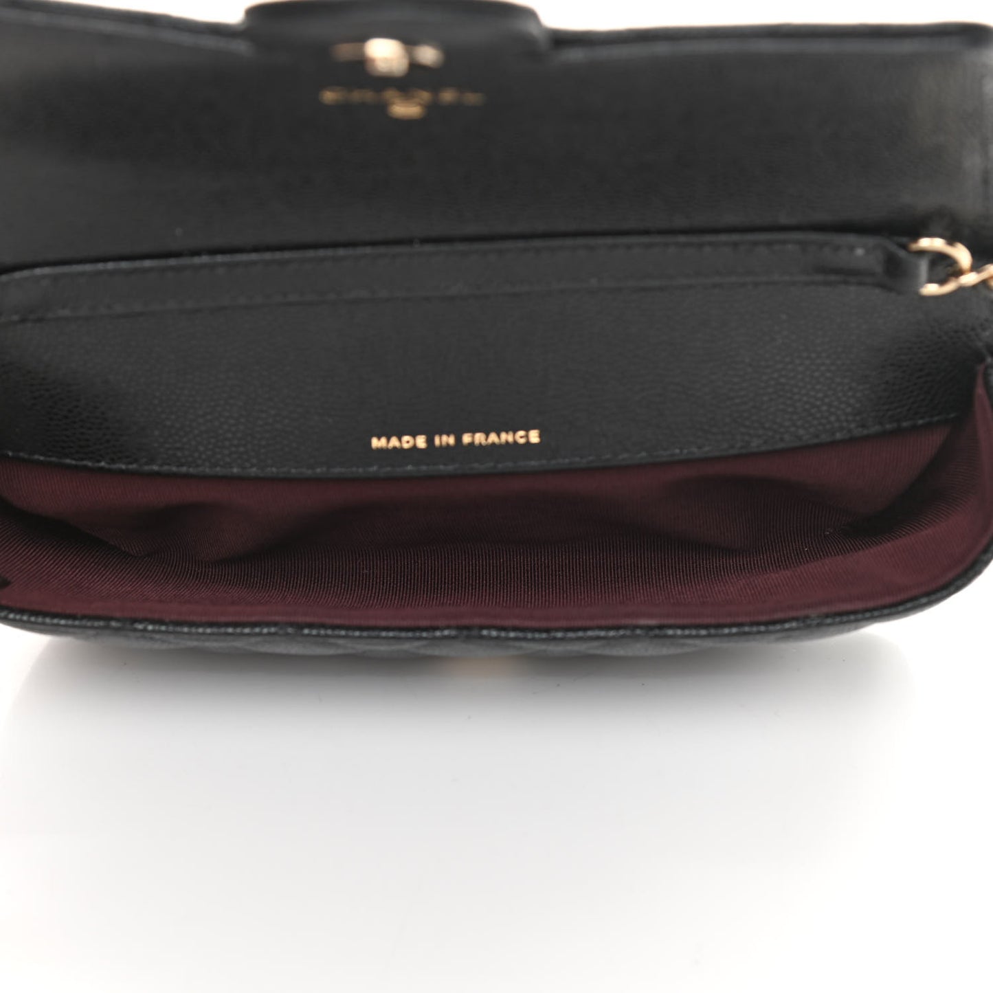 Caviar Quilted Glasses Case With Chain Black
