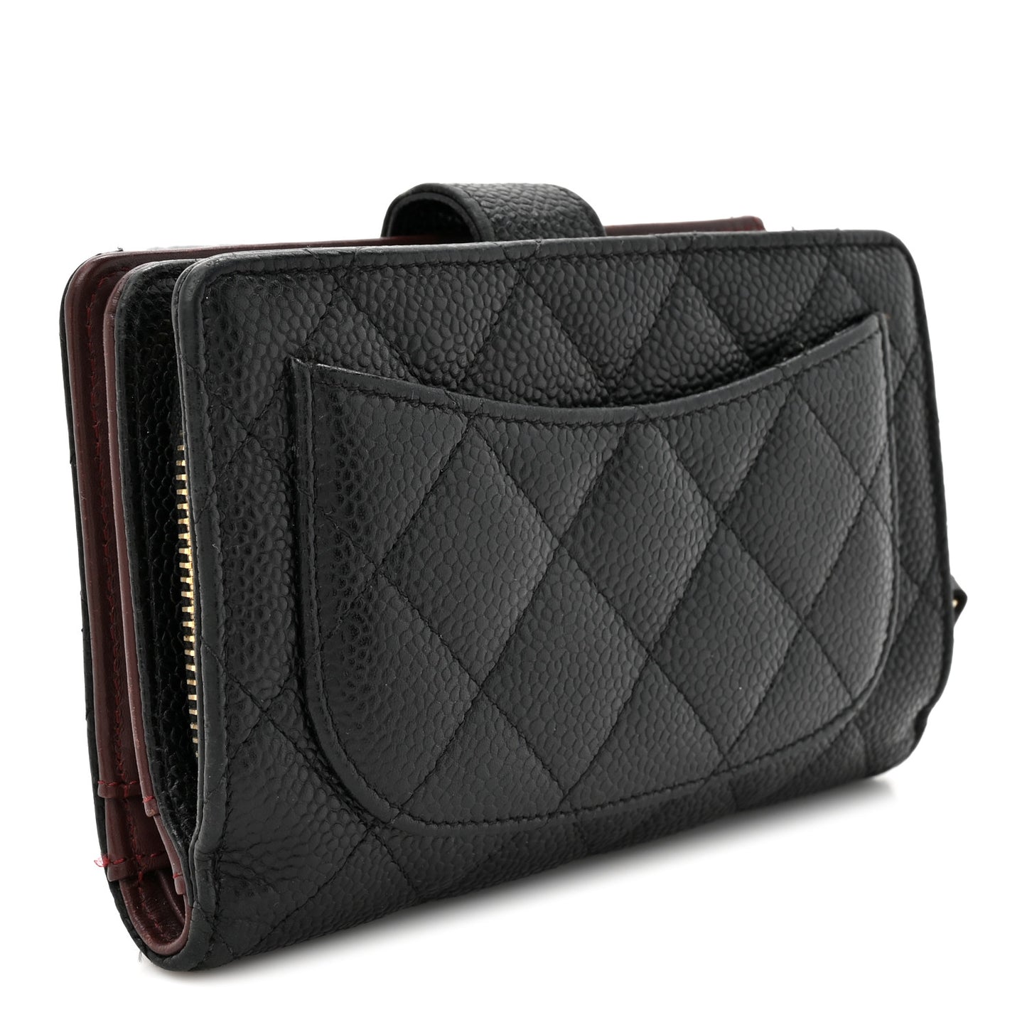 Caviar Quilted Zipped Pocket Wallet Black