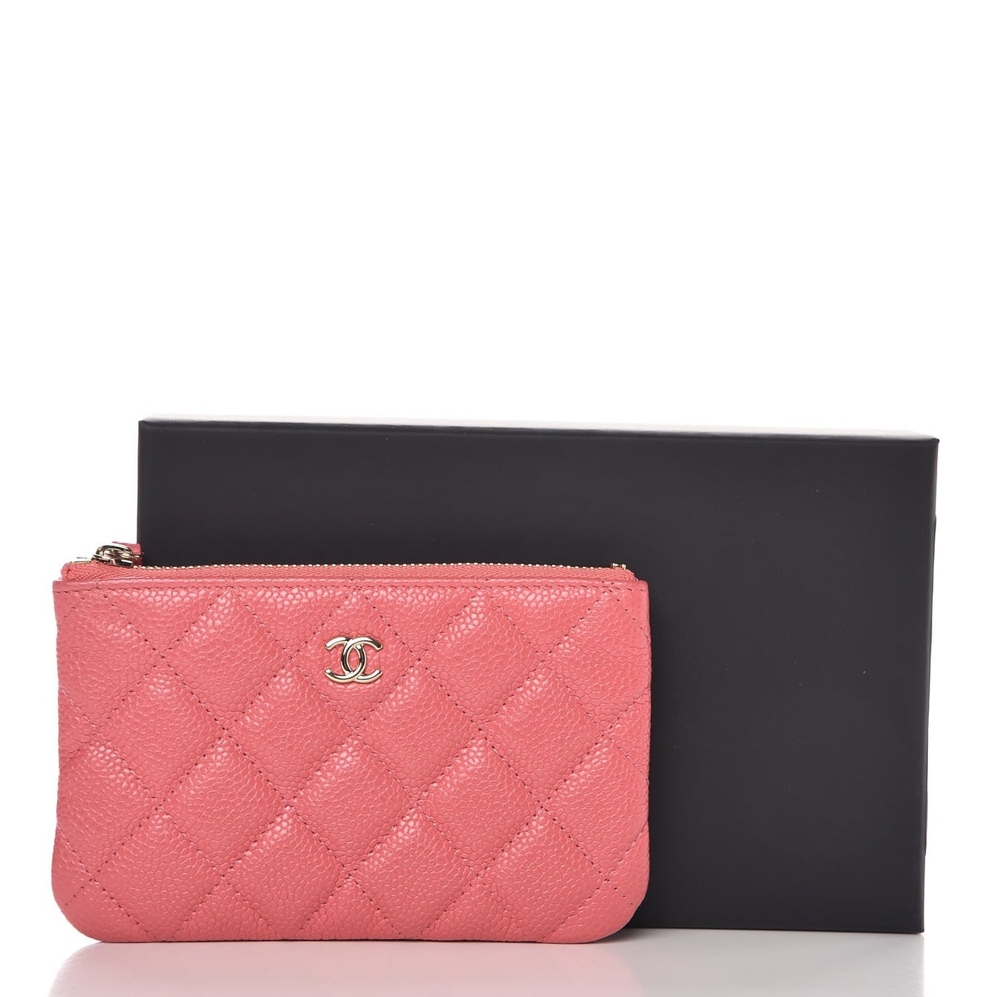 Caviar Quilted Small Cosmetic Case Pink