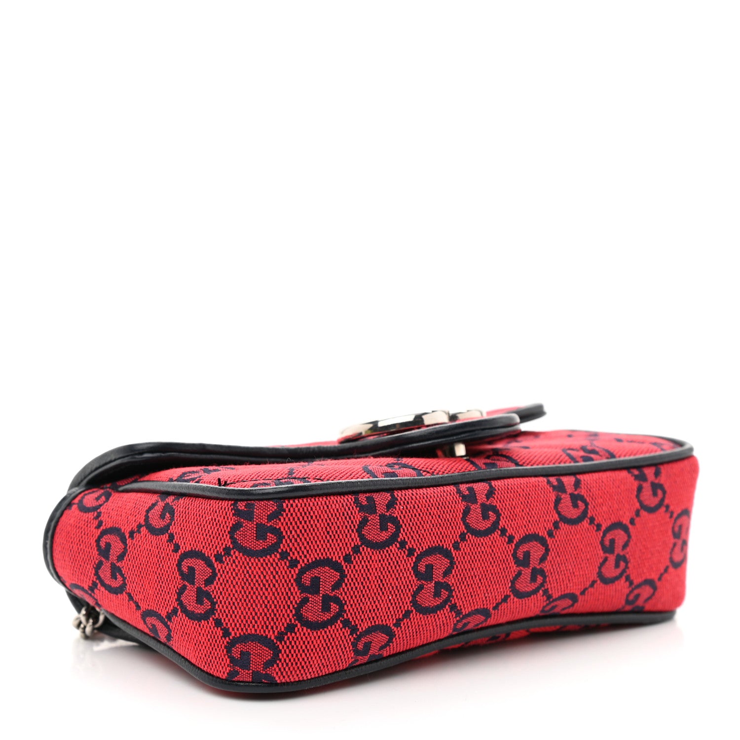 Gucci Monogram Multicolor Matelasse Diagonal Super Mini GG Marmont Shoulder Bag Red Blue 4 of 8