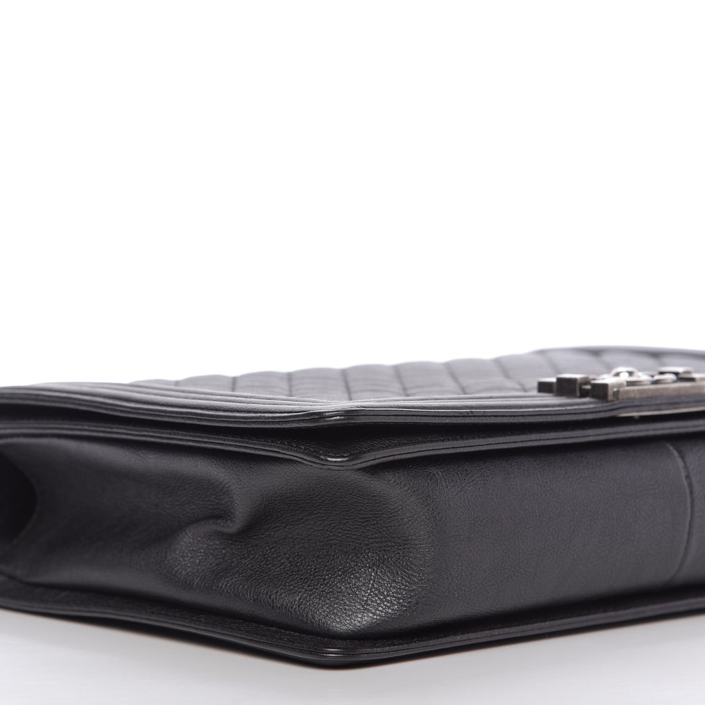Calfskin Quilted Large Boy Flap Black