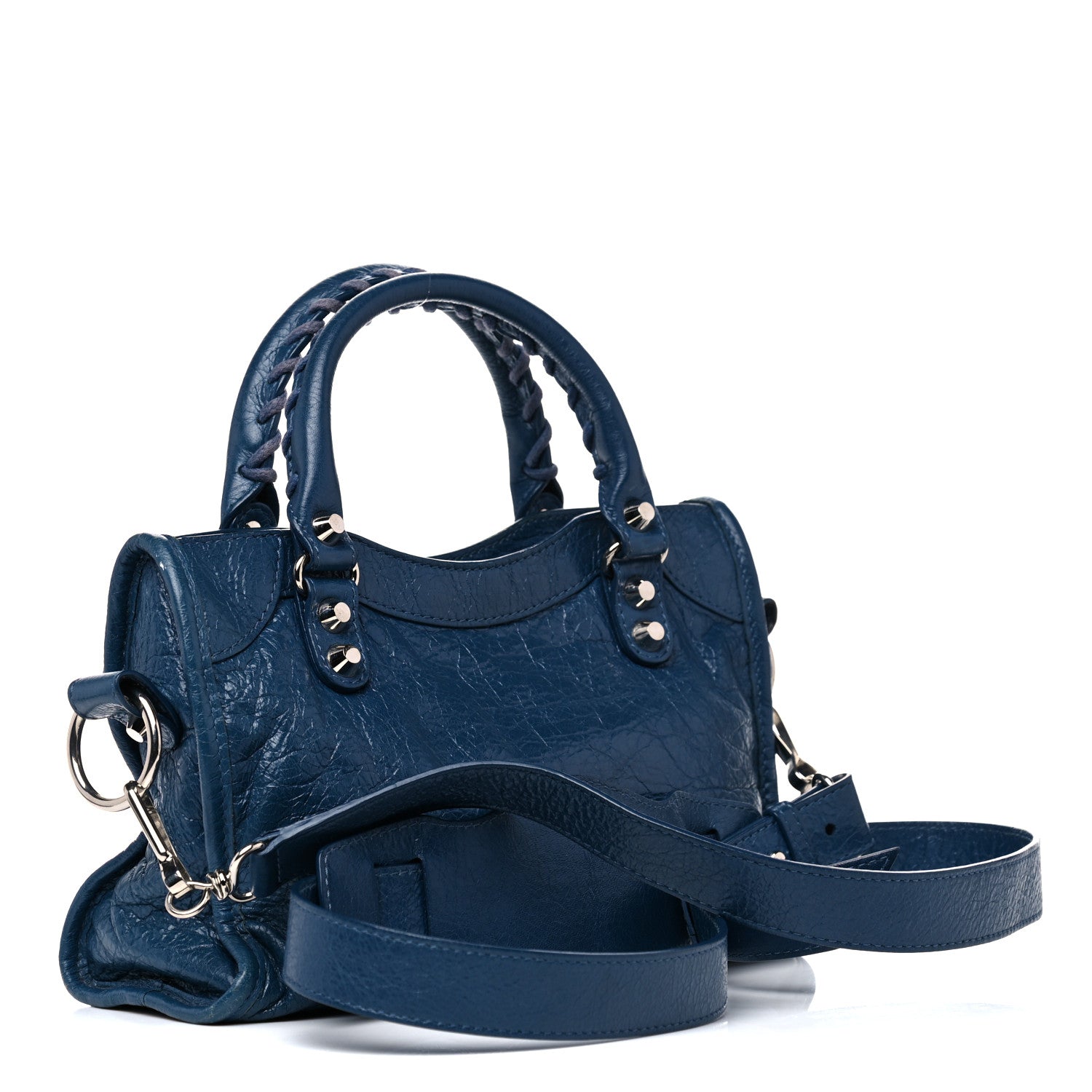 Balenciaga Agneau Classic Silver Hardware Mini City Bleu Profond 2 of 19