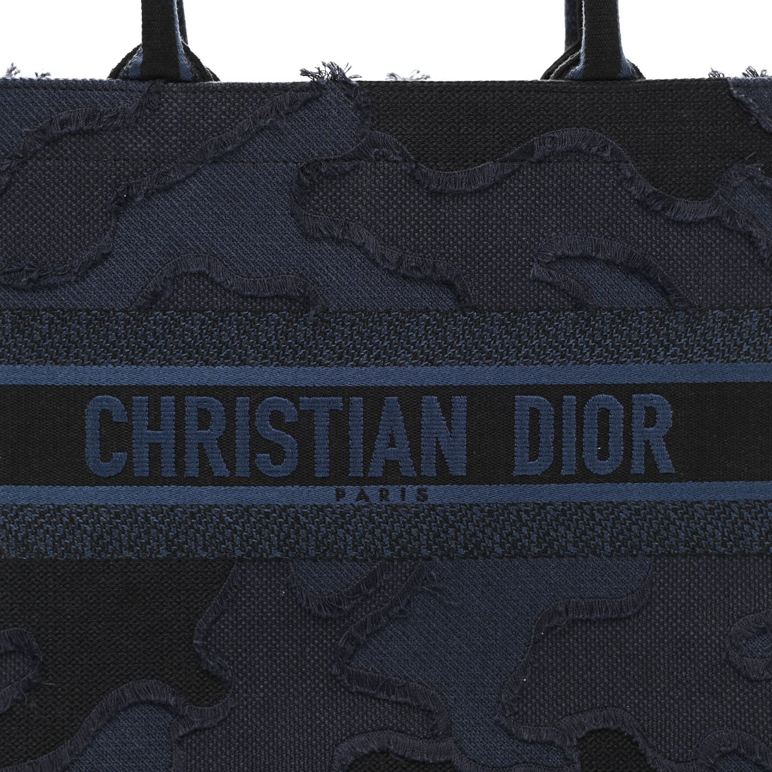 Christian Dior Canvas Embroidered Camouflage Book Tote Blue 8 of 10