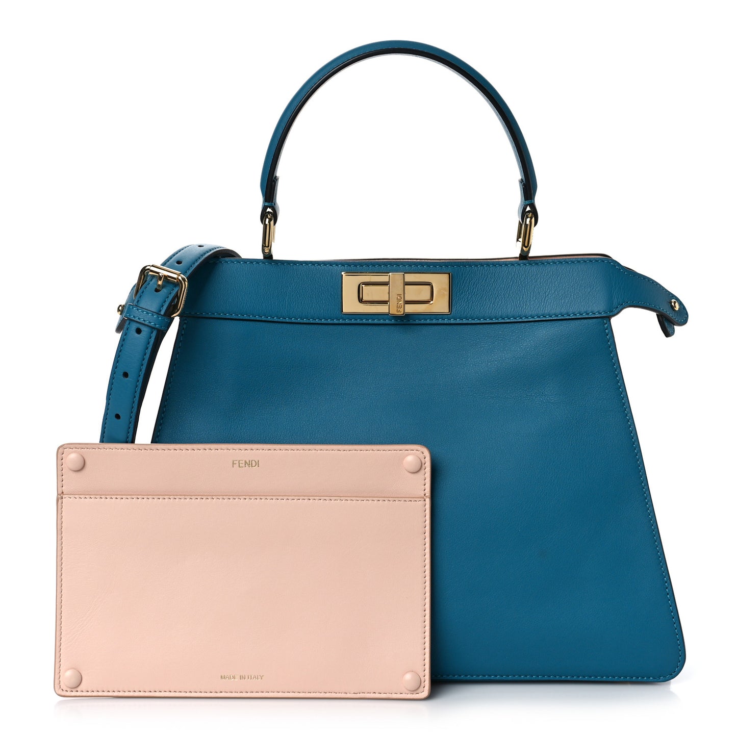 Vitello Seta Shiny Nappa Medium Peekaboo I SEE U Satchel Blue Velvet Light Rose