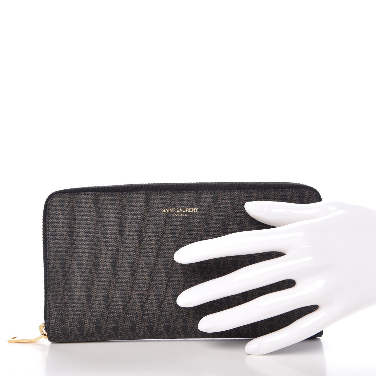 Saint Laurent Toile Monogram Classic Zip Around Wallet Black 2 of 8