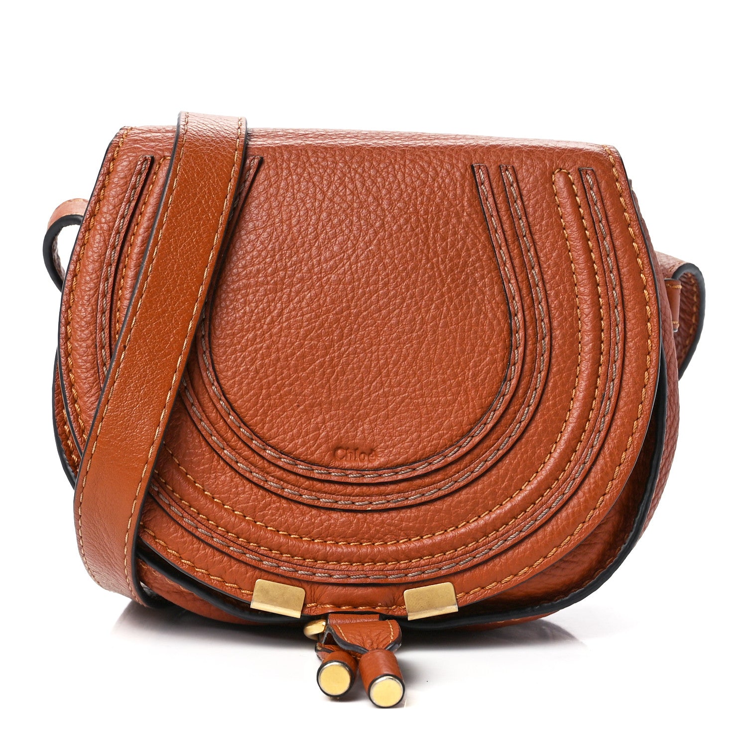 Chloe Grained Calfskin Small Marcie Saddle Bag Tan 1 of 12