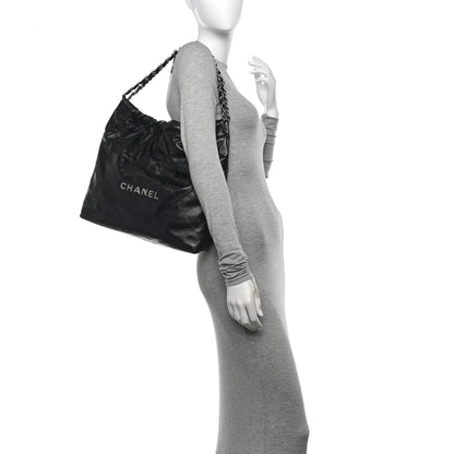 Chanel Shiny Calfskin Quilted Chanel 22 Black 2 of 11