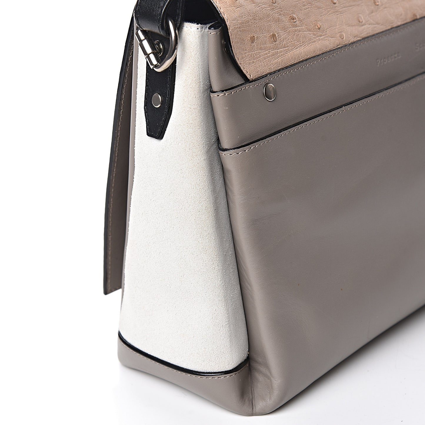 Ostrich Calfskin Suede PS Elliot Ciclo Pulver Ivory Black