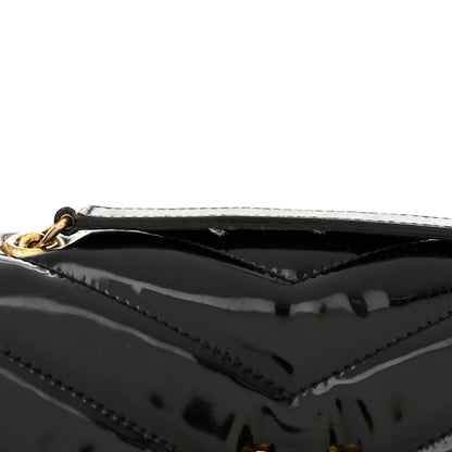 Saint Laurent Patent Y Quilted Monogram Small Loulou Chain Satchel Black 14 of 19