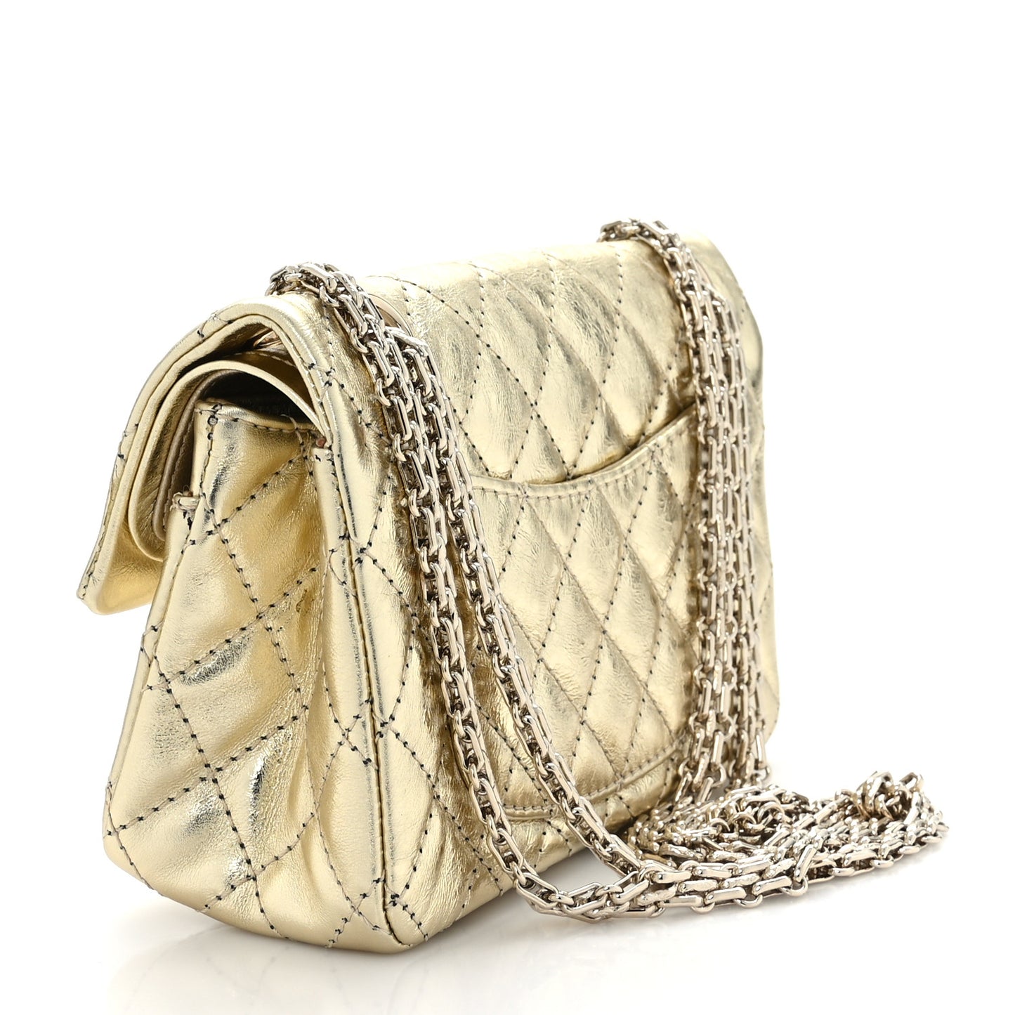 Metallic Aged Calfskin 2.55 Reissue 224 Flap Gold