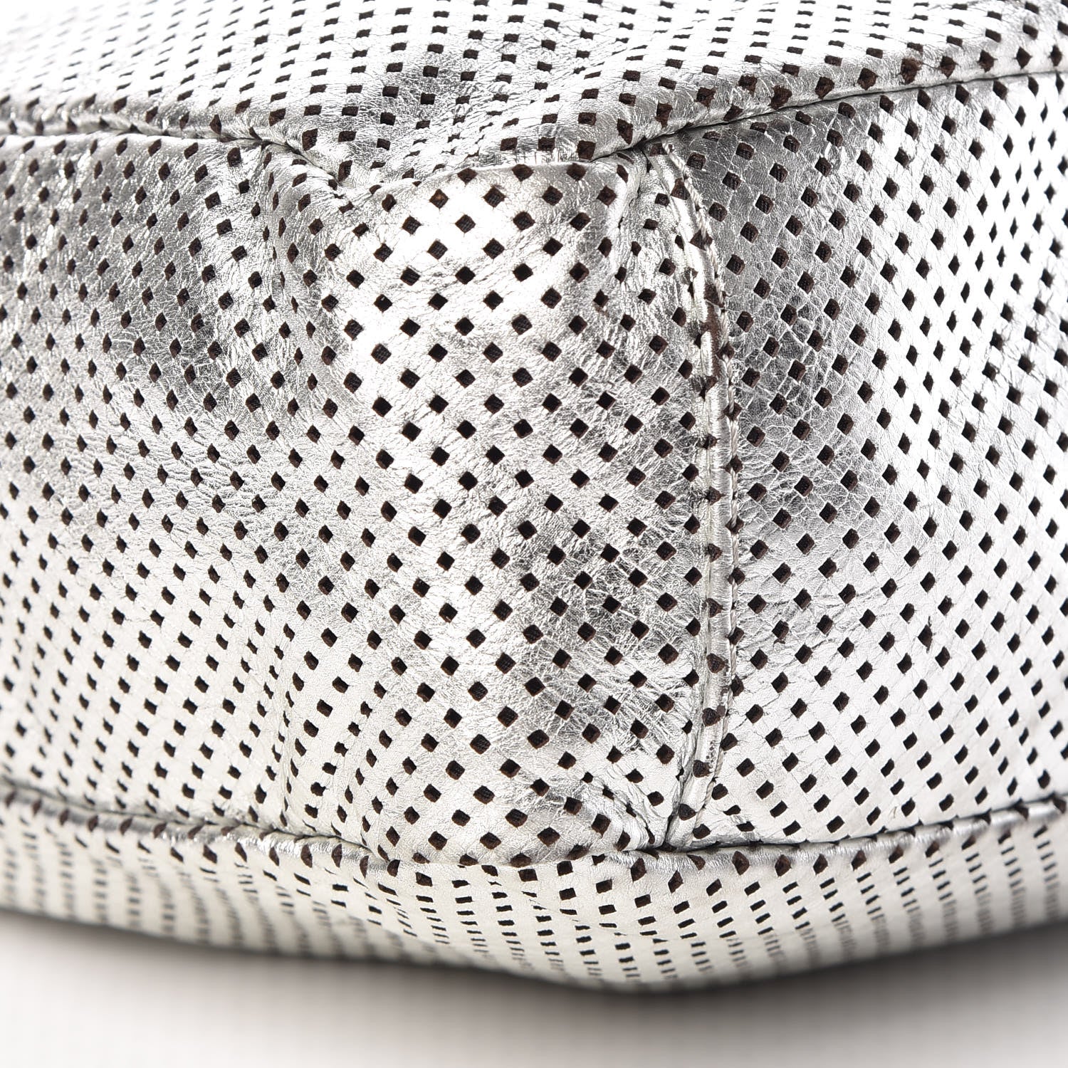Chanel Metallic Glazed Calfskin Perforated Medium Rodeo Drive Tote Silver 9 of 10