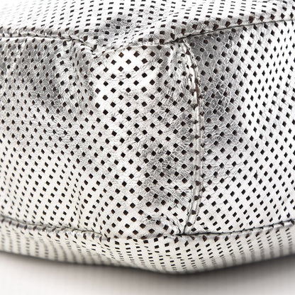 Chanel Metallic Glazed Calfskin Perforated Medium Rodeo Drive Tote Silver 9 of 10