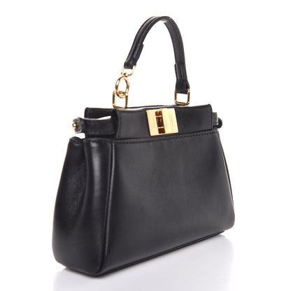 Fendi Nappa Micro Peekaboo Iconic Satchel Black 4 of 7