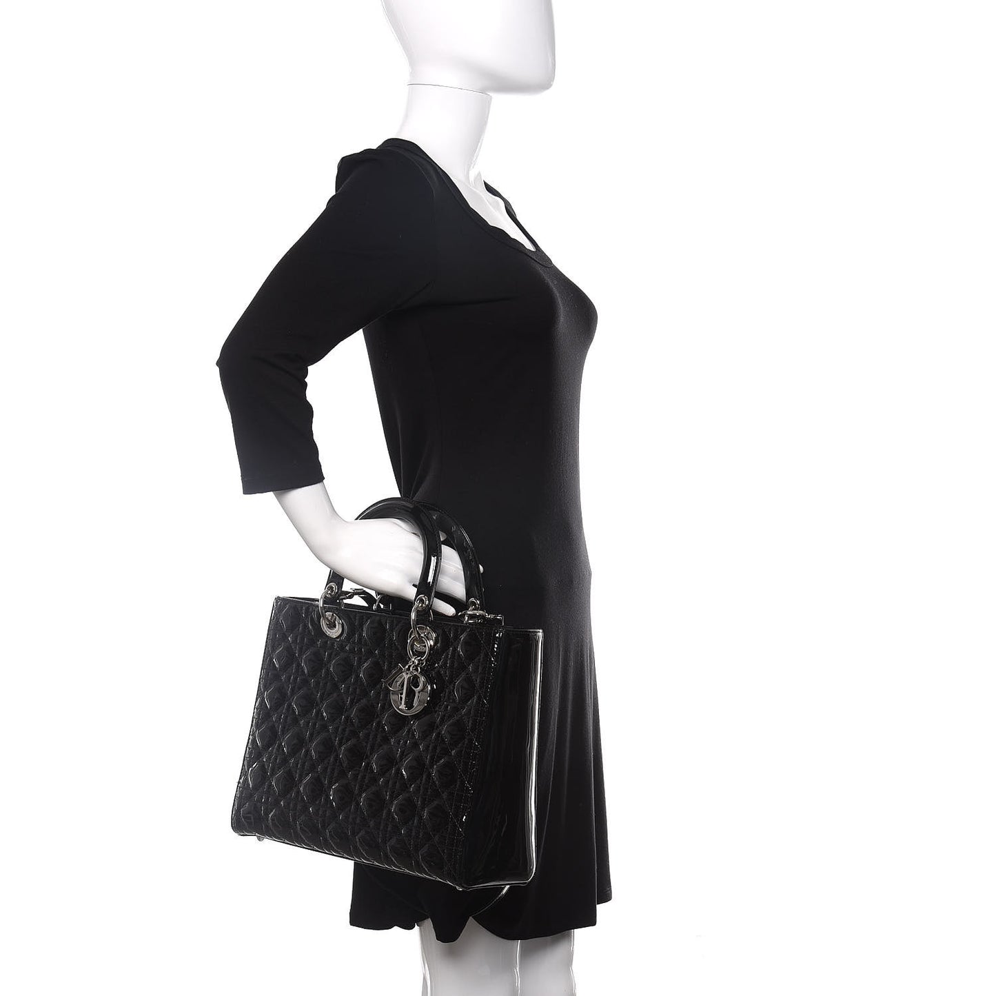 Patent Cannage Large Lady Dior Black