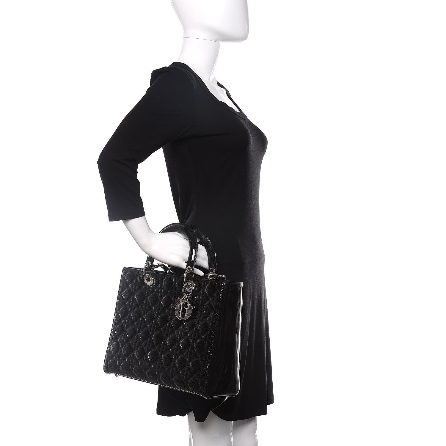 Christian Dior Patent Cannage Large Lady Dior Black 3 of 10