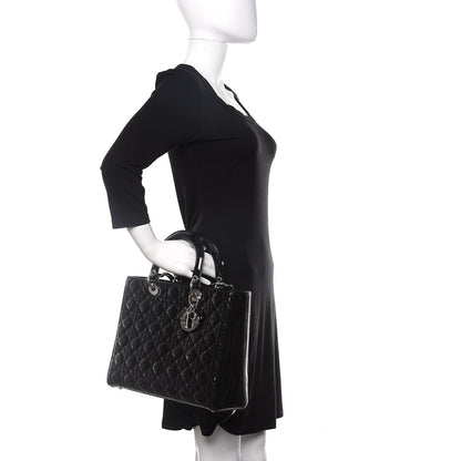 Christian Dior Patent Cannage Large Lady Dior Black 3 of 10