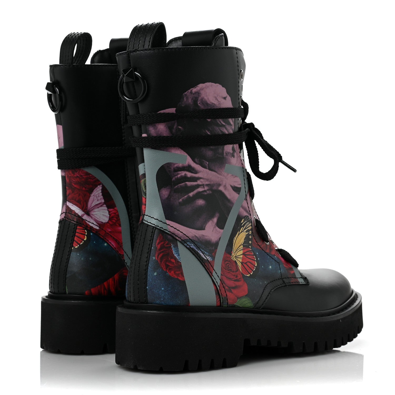 Valentino Garavani X UNDERCOVER Calfskin U Print Combat Boots 36.5 Black 4 of 8