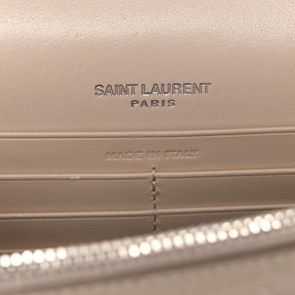 Saint Laurent Calfskin Crocodile Embossed Kate Monogram Tassel Chain Wallet Marble Pink 6 of 13