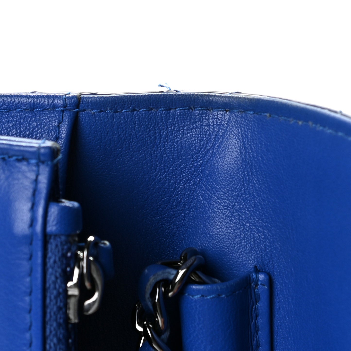 Patent Quilted Wallet On Chain WOC Blue