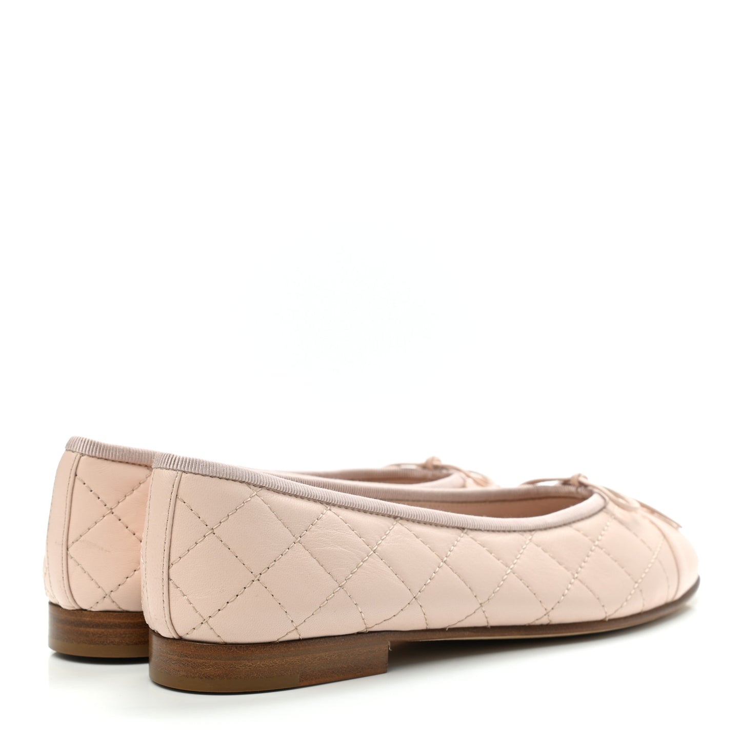 Lambskin Quilted CC Cap Toe Ballerina Flats 37 Beige