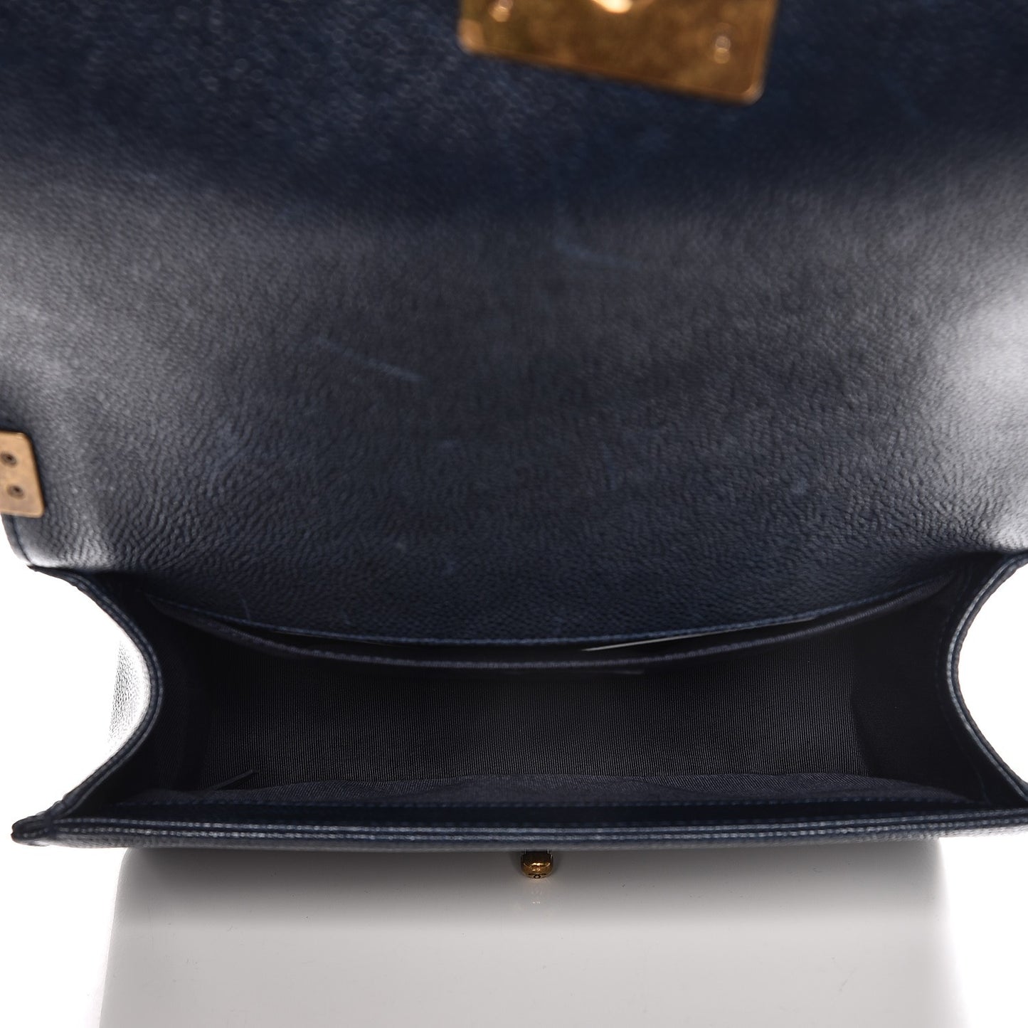 Caviar Quilted Medium Boy Flap Dark Navy Blue