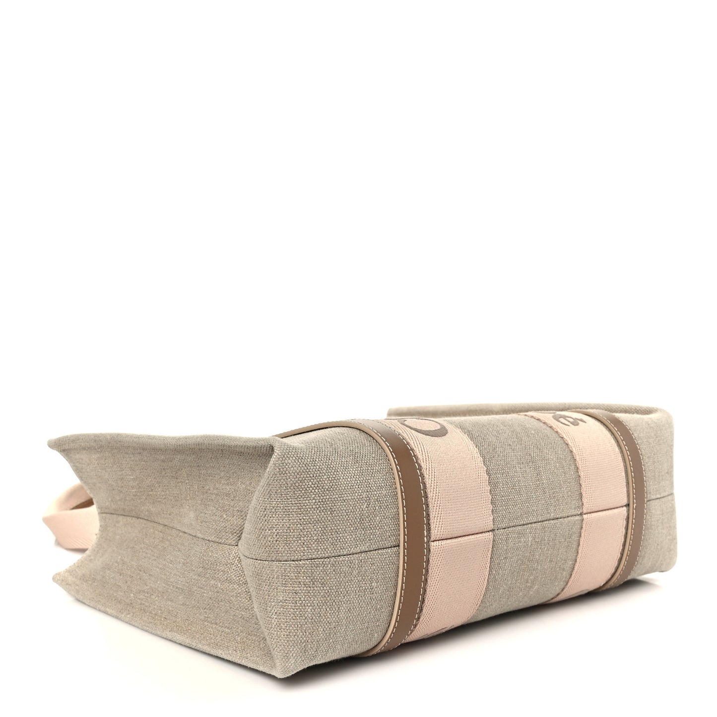 Linen Calfskin Medium Woody Ribbon Tote Blushy Beige