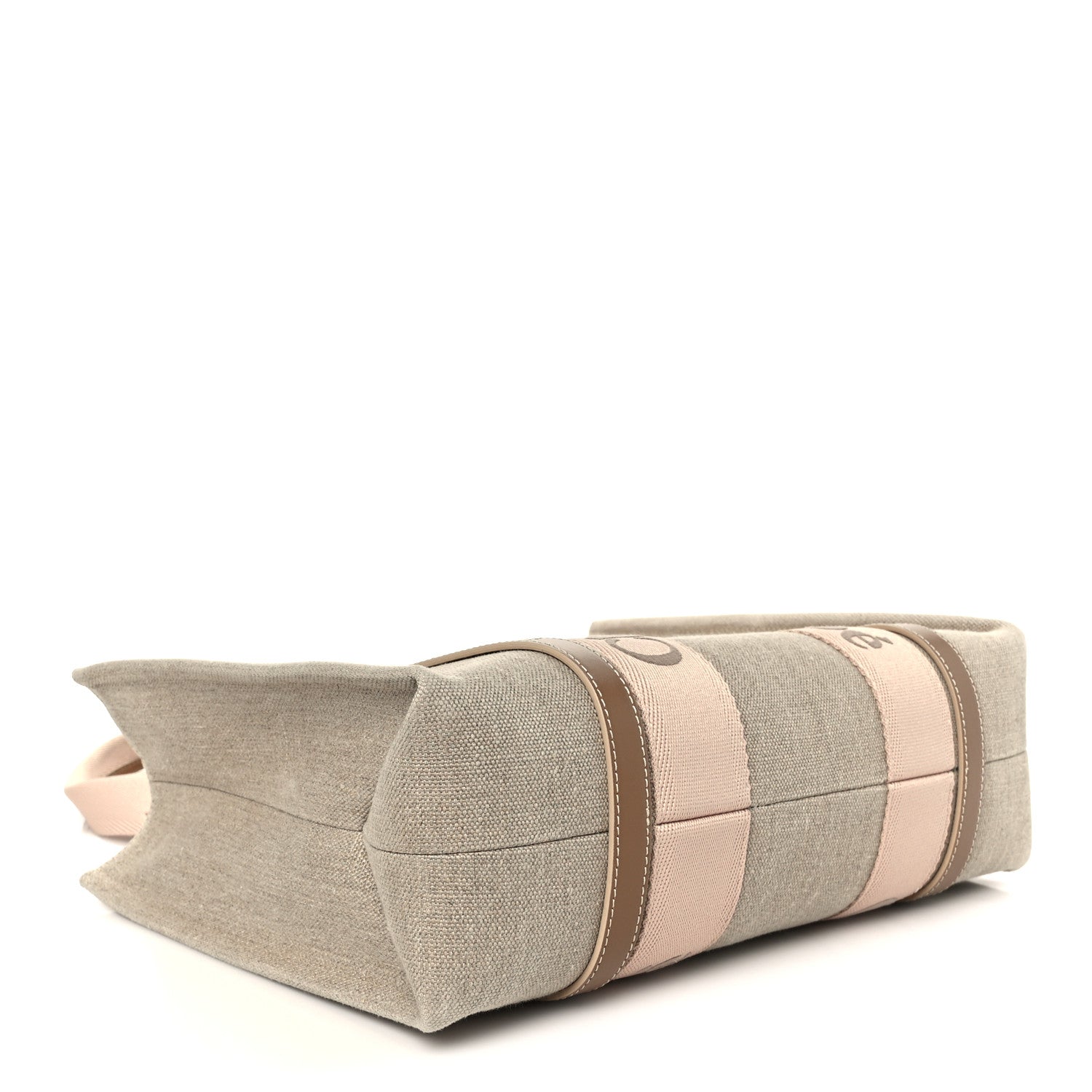 Chloe Linen Calfskin Medium Woody Ribbon Tote Blushy Beige 4 of 10