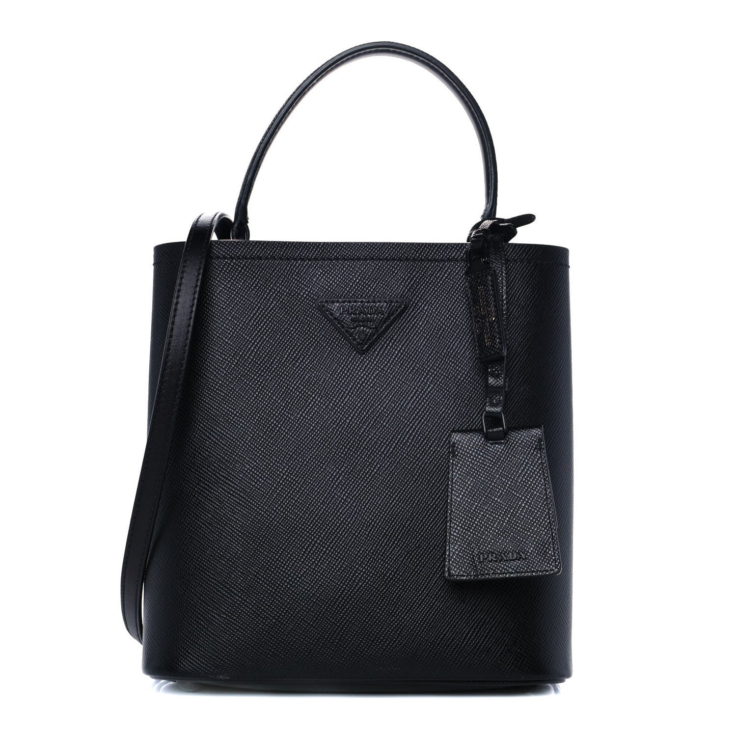 Saffiano Cuir Medium Panier Bucket Bag Black