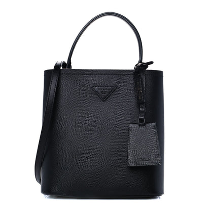 Prada Saffiano Cuir Medium Panier Bucket Bag Black 1 of 12