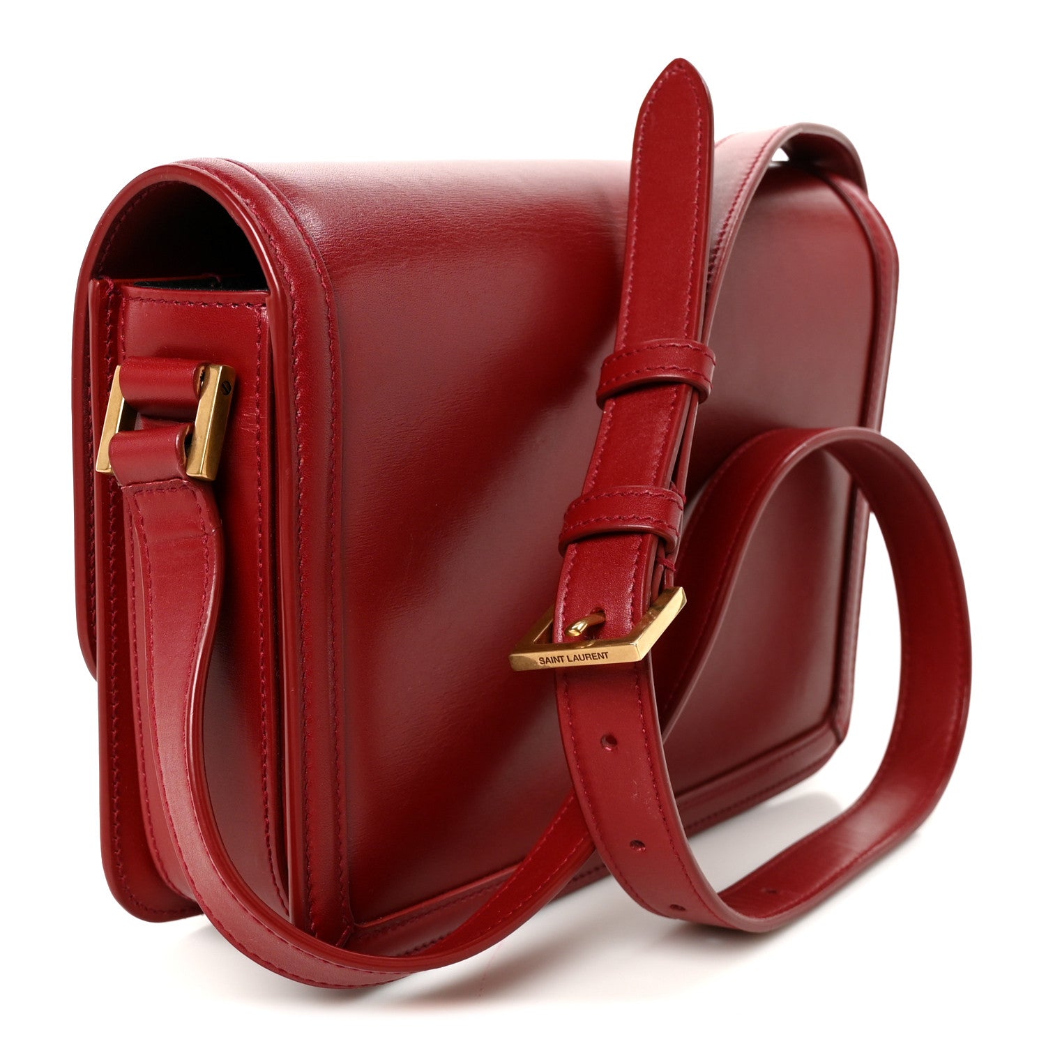 Saint Laurent Box Calfskin Monogram Medium Solferino Satchel Rouge Opyum 3 of 11