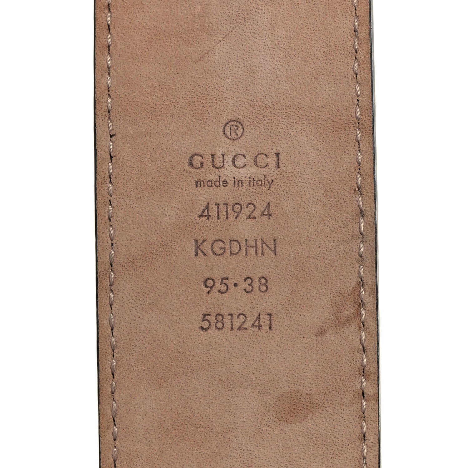 Gucci GG Supreme Monogram Selleria Calfskin Interlocking G 40mm Belt 95 38 Beige Ebony Blue 5 of 5