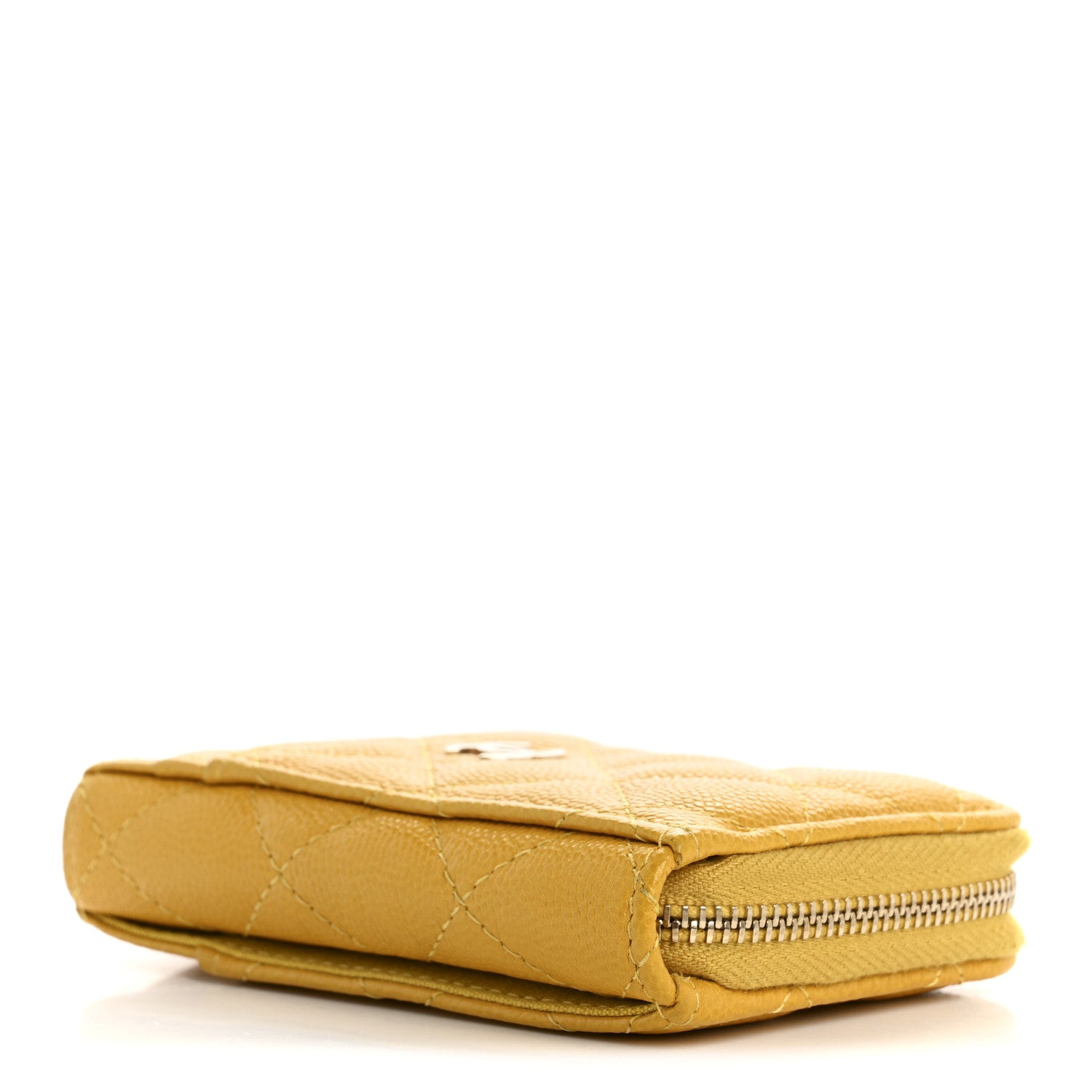 Chanel Caviar Quilted Zip Card Holder Yellow 4 of 9
