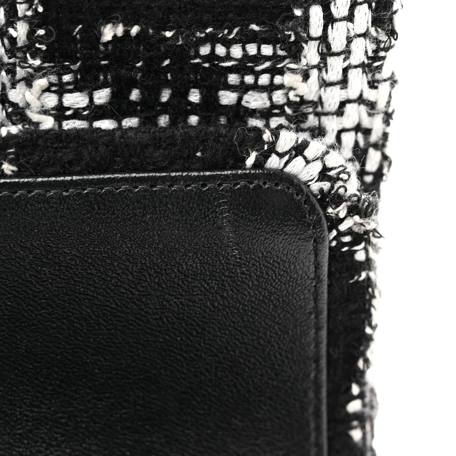 Chanel Tweed Quilted Tartan Medium Double Flap Black White 12 of 15