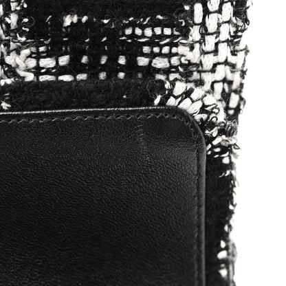 Chanel Tweed Quilted Tartan Medium Double Flap Black White 12 of 15