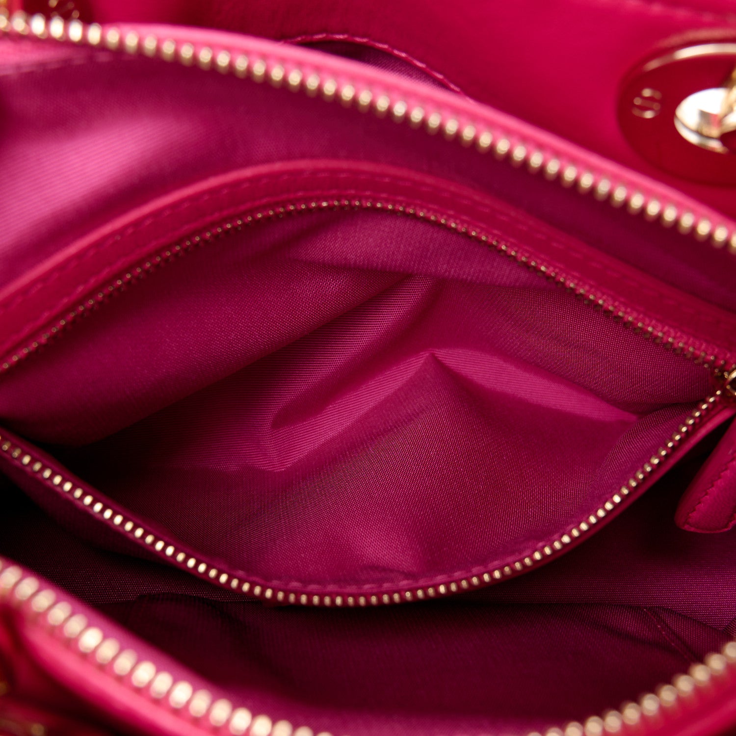 Christian Dior Lambskin Cannage Granville Polochon Fuchsia 6 of 16