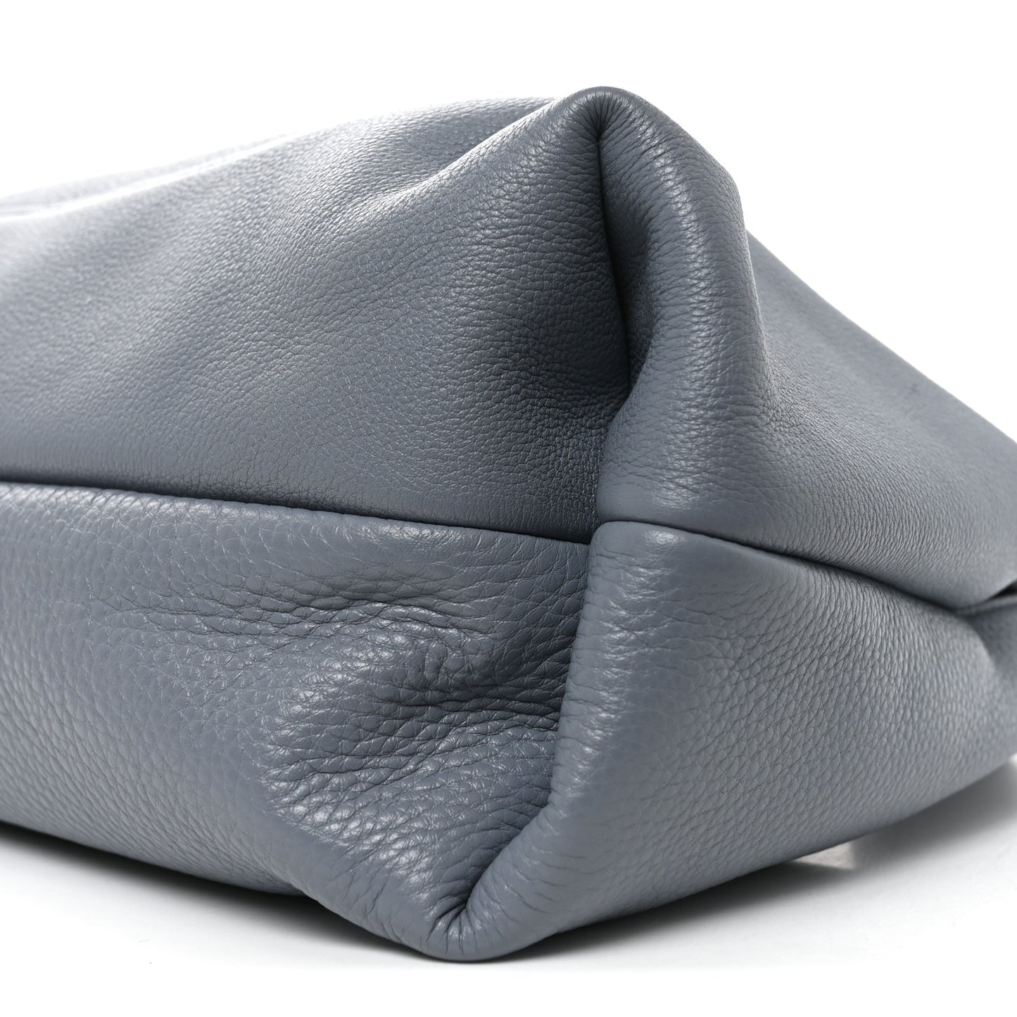 Grained Calfskin Softbit Maxi Shoulder Bag Foggy Grey